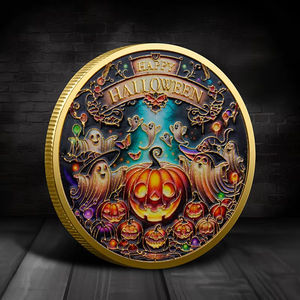 Personalizado Feliz Helloween Bruja Mágica Calabaza Linterna Regalo Colección <span class=keywords><strong>de</strong></span> Metal Estampado Impresión Plata Oro Recuerdo Moneda Rara - Product Image 3