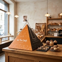 Boîte d'emballage alimentaire pyramidaire personnalisée, boîte cadeau en carton pliable à plusieurs niveaux avec poignée pour la présentation de pâtisseries, de desserts et de collations