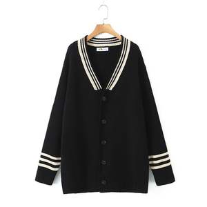 Conjunto de Cárdigan de Punto para Mujer Talla Grande Siping, Camisa Blanca y Negra, Falda Plisada, Chaqueta N8795, Fibra Acrílica, Grosor Medio - Product Image 5