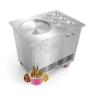 High Quality Thailand Rolled Fried Ice Cream Machine 35*35cm Pan Round Pan Fried Ice Cream Roll Machine