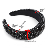 TREETIP Logo Kustom Mewah Headband Berhiaskan Rhinestone Lebar 4.5cm Kristal Penuh Warna Solid Gaya Barok Buatan Tangan Spons Tebal untuk Rambut