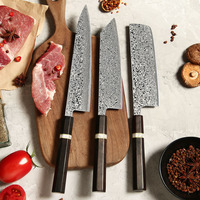 Ensemble de couteaux de chef traditionnels Vg 10, ensemble de couteaux japonais Nakiri, ensemble de couteaux Damas 3 pièces avec manche octogonal