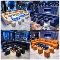 Ensemble de canapé d'angle et table basse pour restaurant KTV, en bois massif, luxe léger, dessus en cuir PU, banquette en forme de L, écologique, 4 places
