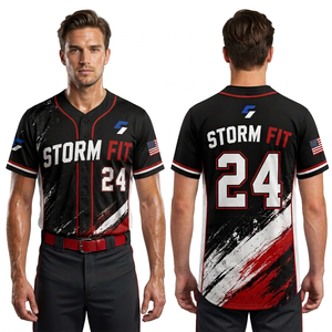 Maillot de baseball personnalisé pour homme, manches courtes, sublimé, anti-humidité, coupe athlétique, toutes saisons, vêtements d'équipe - Product Image 1