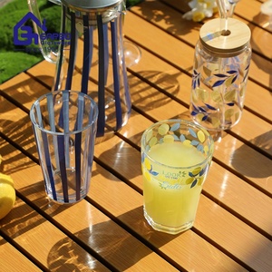 Bocaux de rangement en verre imprimé bleu rayé pour la maison, fournisseur chinois Leome Decor, bocaux de rangement de haute qualité - Product Image 2