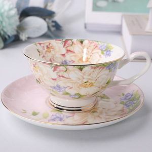 Classic European Style Flower Design Eco-Friendly Bone China 200ml Coffee Cup Saucer <strong>Set</strong> Drinkware Fresh Afternoon <strong>Tea</strong> <strong>Gift</strong> - Product Image 2