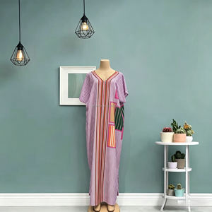 Abaya de <span class=keywords><strong>Mujer</strong></span> en Oferta, Vestido con Estampado de Patchwork, Túnica Africana con Cuentas, Cuello en V, Vestido Holgado <span class=keywords><strong>para</strong></span> <span class=keywords><strong>Mujer</strong></span> - Product Image 2