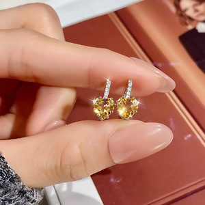 9 Pendientes de Aro de Plata de Ley 925 con Baño de Oro Blanco y Piedras Naturales de Corte Corazón de 6mm de Alta Calidad, Joyería Streetwear - Product Image 3