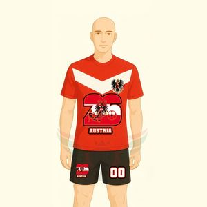 Uniforme de Fútbol Personalizado de Austria, Diseño Original por Sublimación, Ropa de Fútbol, Conjunto de Camiseta y Pantalones - Product Image 1