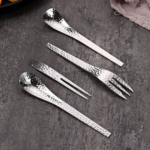 ชุดช้อนส้อมสไตล์ญี่ปุ่นลายตอก สำหรับกาแฟ เค้ก ผลไม้ และของหวาน ทำจากสแตนเลส 304 เหมาะสำหรับใช้ในโรงแรมและร้านอาหาร - Product Image 2