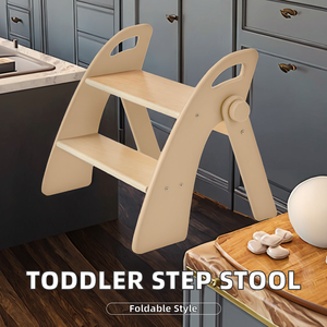 Modern Montessori Solid Wood Foldable Safety Toddler Learning Tower Kitchen Helper <b>Step</b> Stool for Apartment Living Warehouse <b>Gym</b> - Product Image 2