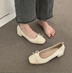 Zapatos informales de verano para mujer, zapatos planos de Ballet con punta cuadrada de nuevo estilo, zapatos planos individuales con lazo Breeze de noche de satén - Product Image 2