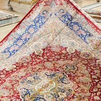 244x305cm Persischer Qum Handgeknüpfter Seidenteppich Blumenmuster Niedrigflorig Waschbar Hochwertiger Designer-Teppich
