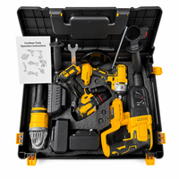 Kit d'outils électriques multifonctions à batterie au lithium avec 4 types d'outils sans fil pour la construction, la rénovation et les travaux de réparation à domicile