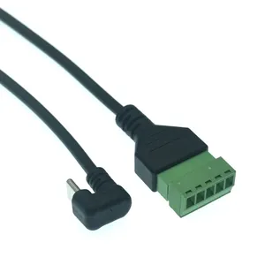 Codo tipo-C 180 grados en forma de U datos de soldadura macho carga a cableado verde de 5 pines cable de extensión de transferencia de terminal enchufable