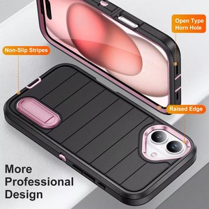 เกราะป้องกันโทรศัพท์2ชั้นกันกระแทกสำหรับ iPhone 16 PRO MAX เคส14 13 Mini 12 11 x XR XS พับได้กรอบลายทาง - Product Image 2