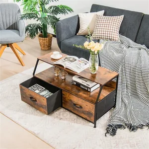 Meuble TV pour téléviseurs jusqu'à 40 "composé de <span class=keywords><strong>2</strong></span> étagères ouvertes et de <span class=keywords><strong>2</strong></span> tiroirs coulissants en tissu <span class=keywords><strong>Commode</strong></span> à <span class=keywords><strong>2</strong></span> tiroirs - Product Image 3