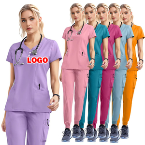 LOGOTIPO Personalizado Mujeres Secado rápido Belleza Spa Enfermera Conjuntos Doctor Enfermeras Dental Hospital Uniforme Conjuntos Top Jogger <span class=keywords><strong>Pantalones</strong></span> Scrubs Trajes - Product Image 1