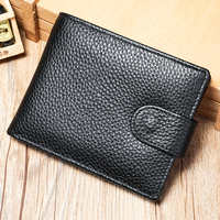 Pabrik grosir kustom pria Vintage kulit asli dompet lipat dua tempat kartu pendek koin saku portabel penggunaan sehari-hari