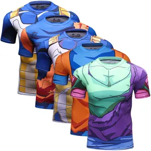 Wholesale custom clothing manufacturers men's 3D printed anime cartoon t-shirts polyester fitness gym t shirt