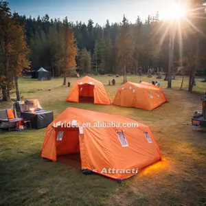 Tente gonflable de couleur Orange avec ventilateur solaire