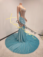 Robes de soirée maxi bleu ciel scintillantes Ocstrade pour femmes, robes de bal longues personnalisées avec strass, robes de soirée élégantes pour bal de promo 2024