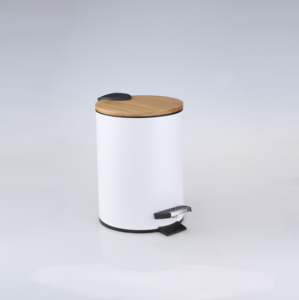 Thùng rác có thể với nắp tre 3L bước vào thùng rác Thùng rác bin cho nhà bếp phòng Tắm Phòng Ngủ Trắng - Product Image 2
