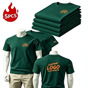T-shirt à manches courtes vert pour homme avec logo personnalisé, 100% coton, coupe classique, col rond, jersey respirant, design décontracté, impression par transfert thermique - Product Image 1