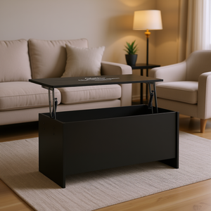 Tavolino da Caffè in Legno Ingegnerizzato Nero 40.2x21.9x20.7 Pollici con Piano Sollevabile, Arredamento Moderno Minimalista per Soggiorno - Product Image 2