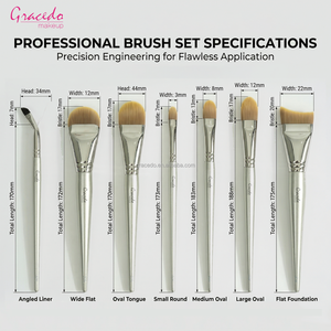 Juego <span class=keywords><strong>de</strong></span> 7 <span class=keywords><strong>brochas</strong></span> <span class=keywords><strong>de</strong></span> <span class=keywords><strong>maquillaje</strong></span> ultrafinas y curvadas Gracedo OEM, con cerdas <span class=keywords><strong>de</strong></span> nailon, mango <span class=keywords><strong>de</strong></span> madera y virola, para base y mascarilla. - Product Image 6