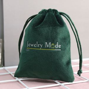 Custom Logo Silk Velvet <b>Drawstring</b> Jewelry Pouch Gift Bag - Product Image 3