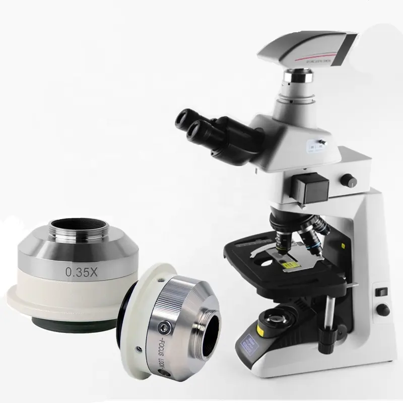 Focusable C mount 0.35X 0.55X Trinocular Microscope Camera Adapter for Nikon