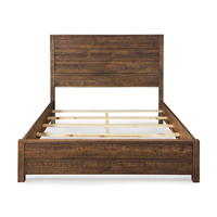 Ensemble de chambre à coucher moderne et décontracté en bois massif, taille Queen, en noyer, fabrication OEM, meubles de chambre à coucher pour la maison, Vietnam, MD01