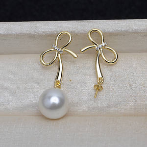 <b>Simple</b> S925 Silver Bow Earrings Personalized 5-8 Pairs Pearl DIY Empty Holder Accessories Fashion Drop Earrings 4144 - Product Image 1