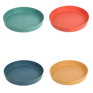 20厘米圆形麦秸PP餐盘简易家用水果盘加厚可持续实心图案盘