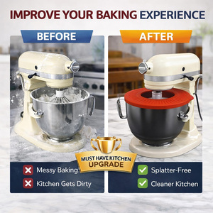 Doublure de bol en silicone pour mélangeurs Kitchenaid, doublure de bol de mélange de 5 pintes avec couvercle, doublure de bol en silicone réutilisable pour mélangeur pour la boulangerie - Product Image 4