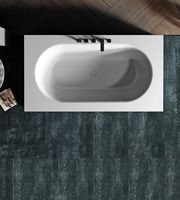 Baignoire taille personnalisée salle de bain de luxe baignoire autoportante en pierre de marbre artificiel en résine acrylique baignoire à surface solide
