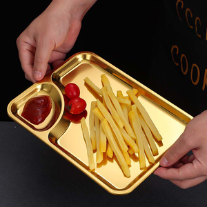 Plato Rectangular de Acero Inoxidable Coreano de Grado Alimenticio para Servir Aperitivos Fritos y Papas Fritas, Venta Directa de Fábrica Yutrain - Product Image 3