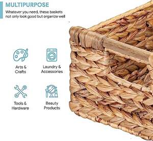 Panier de rangement <span class=keywords><strong>en</strong></span> jacinthe d'eau naturelle avec poignée pour le salon - Product Image 5