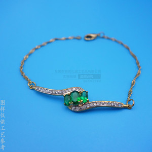 Pulsera de Aleación de Cobre Personalizada, Color Dorado, con Incrustaciones de Gemas Verdes, Joyería de Fiesta, Accesorio de Moda para Mujer - Product Image 1