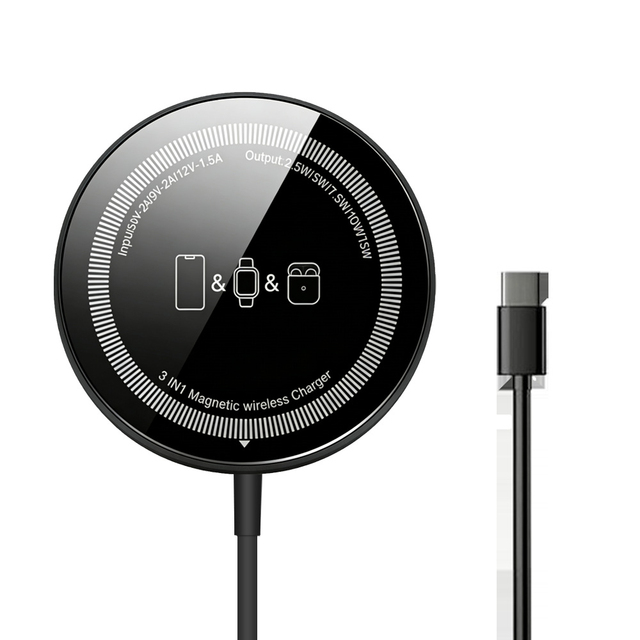 Latest 2026 Magnetic Wireless Charger 3 in 1 Pad for iPhone Huawei Xiaomi Safe Protection Wireless Charging