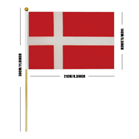 Vente en gros Offre Spéciale pays du monde 14*21cm drapeau du Danemark agitant la main avec tige en bois