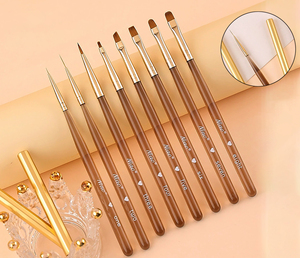 Pinceau plat pour nail art en gel UV, poils synthétiques, manche acrylique, pinceau liner à bords ondulés avec couvercle pour manucure - Product Image 6