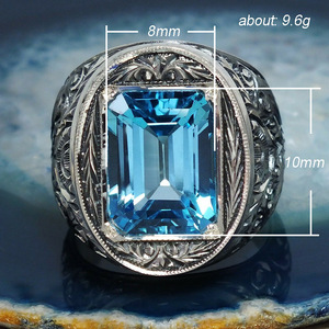 Vintage Blue Openwork Ring for Women Luxury Palace Style Fashion Party Finger Accessory Gift - Product Image 5