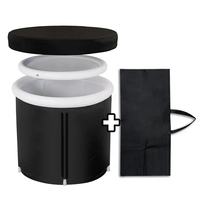 Baignoire gonflable pliable en PVC noir, vente en gros, baignoire portable en forme de tonneau pour l'extérieur, baignoire pour bain froid, spa, jacuzzi, baignoire pour bain de glace