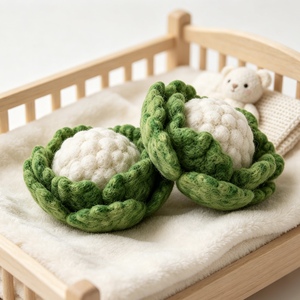 Juguete de Comida de Fieltro de Lana Hecho a Mano al por Mayor, Coliflor de Juguete para Juego de Imitación, Regalo Educativo para Niños Pequeños de 3 a 6 Años - Product Image 2