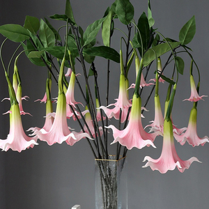 Chất Lượng Cao Handmade 2 Đầu Nhân Tạo Bất Động Cảm Ứng PU Hiện Đại Trắng Màu Hồng Datura Stramonium Hoa Bảng Trung Tâm Đám Cưới - Product Image 2