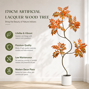 Albero Artificiale Realistico ed Ecologico di Alta Qualità, Pianta in Vaso di Plastica Rossa per Decorazione Interna e Ufficio, <span class=keywords><strong>Verde</strong></span> Moderno - Product Image 3