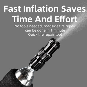 Pompe à vélo CO2, Kit de gonflage rapide portable, pompe à vélo en alliage d'aluminium pour AV/FV, sans cylindre de gaz, accessoires de vélo VTT - Product Image 3