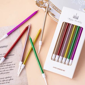 生日蜡烛 快乐时刻锥形蜡烛 生日镀金银彩色蜡烛 带PP支架蛋糕蜡烛 - Product Image 2